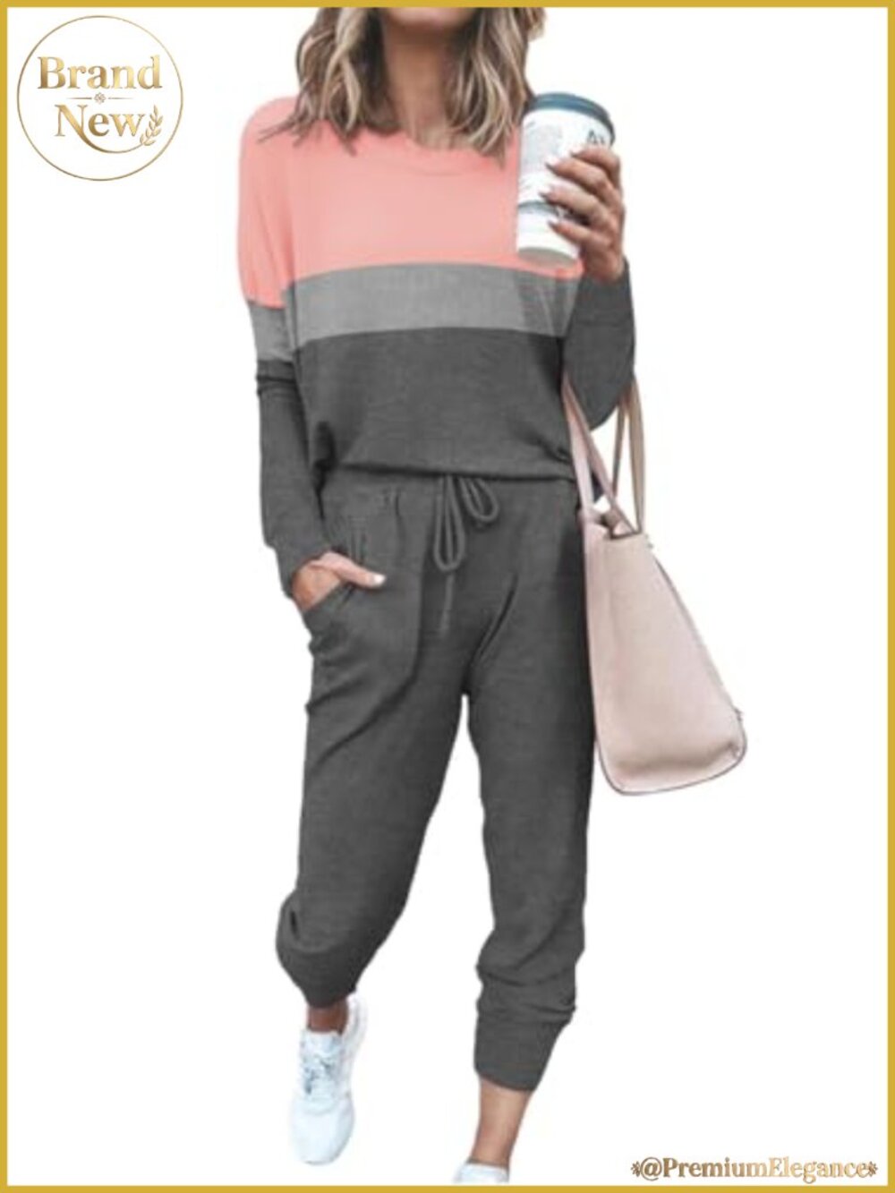 Women's Two Piece Sweatsuit Set Long Sleeve Pullover Jogger Pants Lounge